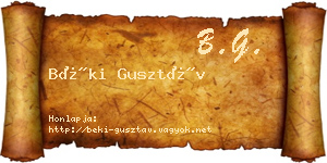 Béki Gusztáv névjegykártya